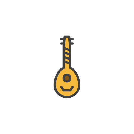 Lute - Oud filled outline icon, line vector sign, linear colorful pictogram isolated on white. Music Instrument symbol, logo illustration. Pixel perfect vector graphicsのイラスト素材