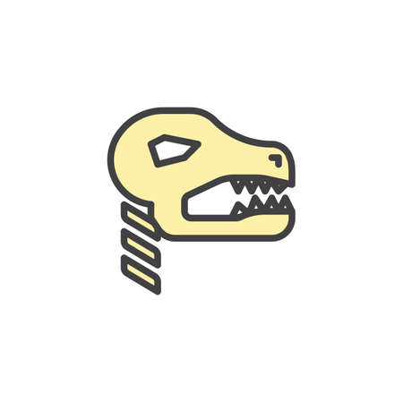Fossil dinosaur head filled outline icon, line vector sign, linear colorful pictogram isolated on white. Dinosaur skeleton symbol, logo illustration. Pixel perfect vector graphicsのイラスト素材