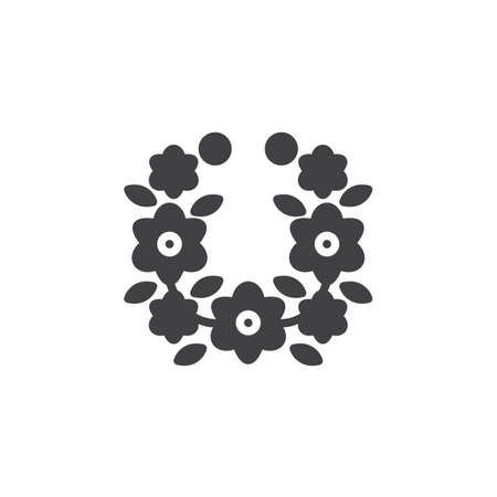Hawaii flowers necklace vector icon. filled flat sign for mobile concept and web design. Summer Tropical Necklace simple solid icon. Symbol, logo illustration. Pixel perfect vector graphicsのイラスト素材