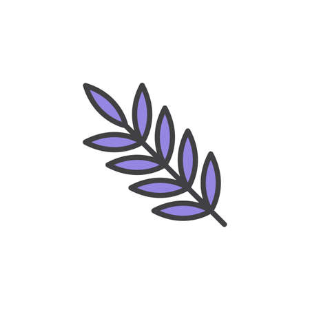 Palm branch filled outline icon, line vector sign, linear colorful pictogram isolated on white. Branch with leaves plant symbol, logo illustration. Pixel perfect vector graphicsのイラスト素材