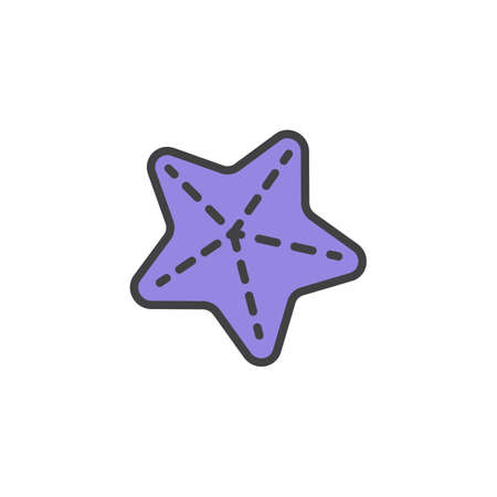 Caribbean Starfish filled outline icon, line vector sign, linear colorful pictogram isolated on white. Sea star symbol, logo illustration. Pixel perfect vector graphicsのイラスト素材