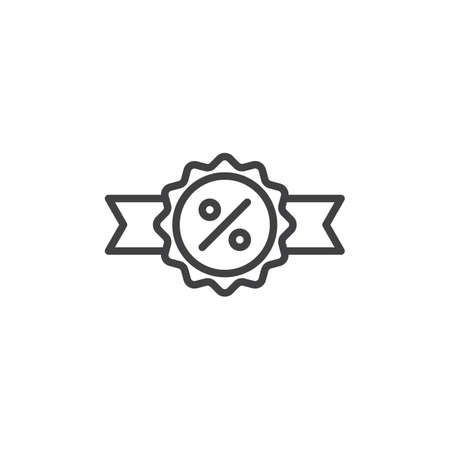 Discount Label outline icon. linear style sign for mobile concept and web design. Percentage price tag simple line vector icon. Symbol, logo illustration. Pixel perfect vector graphicsのイラスト素材