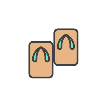 Japanese traditional geta footwear filled outline icon, line vector sign, linear colorful pictogram...