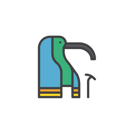 Egyptian Gods Thoth filled outline icon, line vector sign, linear colorful pictogram isolated on white. Thoth head symbol, logo illustration. Pixel perfect vector graphicsのイラスト素材