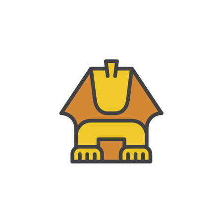 Egyptian sphinx filled outline icon, line vector sign, linear colorful pictogram isolated on white. Great Sphinx of Giza symbol, logo illustration. Pixel perfect vector graphicsのイラスト素材