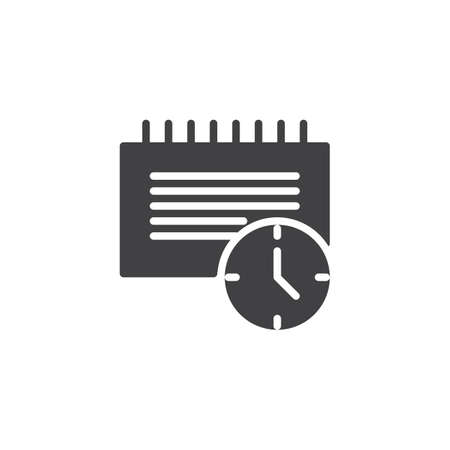 Calendar and clock vector icon. filled flat sign for mobile concept and web design. Deadline simple solid icon. Symbol, illustration. Pixel perfect vector graphicsのイラスト素材
