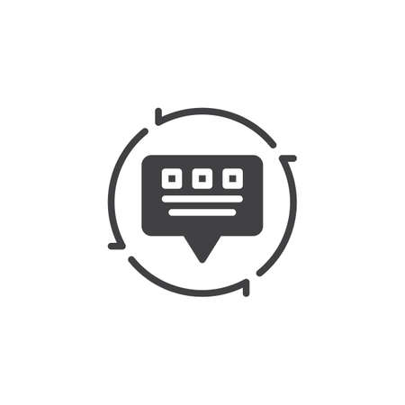 Refresh message vector icon. filled flat sign for mobile concept and web design. Speech chat with arrows simple solid icon. Symbol, illustration. Pixel perfect vector graphicsのイラスト素材
