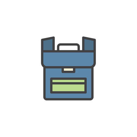 School bag filled outline icon, line vector sign, linear colorful pictogram isolated on white. Backpack symbol, logo illustration. Pixel perfect vector graphicsのイラスト素材