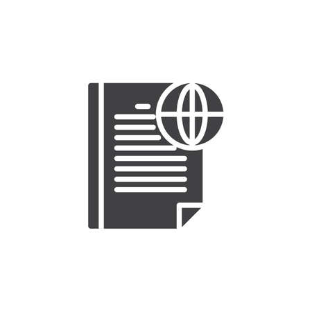 Paper document with globe vector icon. filled flat sign for mobile concept and web design. Global network page simple solid icon. Symbol, logo illustration. Pixel perfect vector graphicsの写真素材