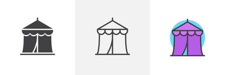 Circus tent icon. Line, solid and filled outline colorful version, outline and filled vector sign. Marquee symbol, logo illustration. Different style icons set. Pixel perfect vector graphicsの写真素材