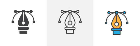 Pen tool icon. Line, solid and filled outline colorful version, outline and filled vector sign. Vector design symbol, logo illustration. Different style icons set. Pixel perfect vector graphicsのイラスト素材