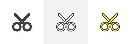 Scissors icon. Line, solid and filled outline colorful version, outline and filled vector sign. Cut...