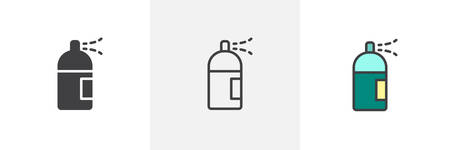 Spray can icon. Line, solid and filled outline colorful version, outline and filled vector sign. Aerosol symbol, logo illustration. Different style icons set. Pixel perfect vector graphicsのイラスト素材
