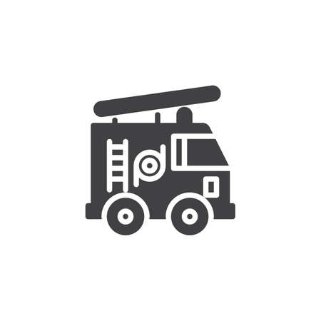 Fire truck vector icon. filled flat sign for mobile concept and web design. Firefighter simple solid...