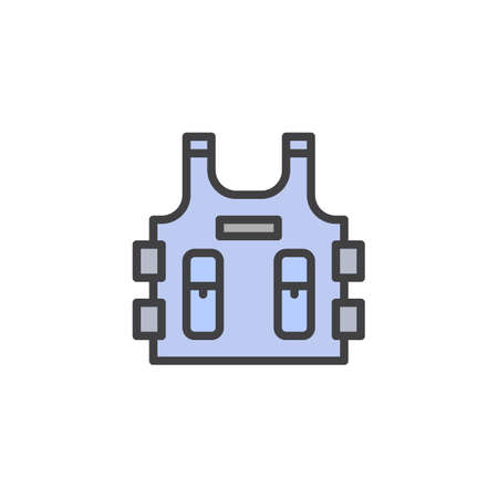 Bulletproof vest filled outline icon, line vector sign, linear colorful pictogram isolated on white. Body armor suit symbol, logo illustration. Pixel perfect vector graphicsのイラスト素材