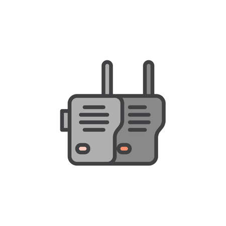 Walkie talkie filled outline icon, line vector sign, linear colorful pictogram isolated on white. Radio transceiver symbol, logo illustration. Pixel perfect vector graphicsの写真素材