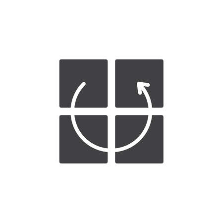 Displace blocks vector icon. filled flat sign for mobile concept and web design. Blocks with arrow simple solid icon. Symbol, logo illustration. Pixel perfect vector graphicsの写真素材