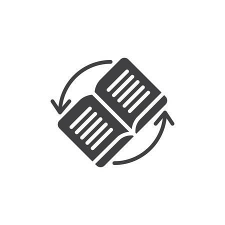 Book rotating vector icon. filled flat sign for mobile concept and web design. book with rotating arrows simple solid icon. Symbol, logo illustration. Pixel perfect vector graphicsのイラスト素材