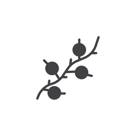 Berries branch vector icon. filled flat sign for mobile concept and web design. Forest berry simple solid icon. Symbol, logo illustration. Pixel perfect vector graphicsのイラスト素材