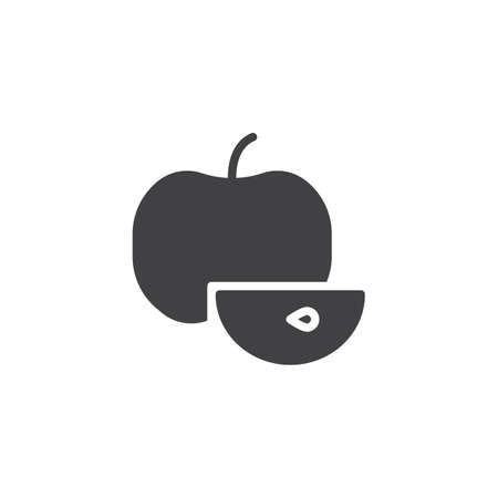 Apple and apple slice vector icon. filled flat sign for mobile concept and web design. simple solid icon. Symbol, logo illustration. Pixel perfect vector graphicsのイラスト素材