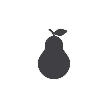 Fresh pear with leaf vector icon. filled flat sign for mobile concept and web design. pear fruit simple solid icon. Symbol, logo illustration. Pixel perfect vector graphicsのイラスト素材