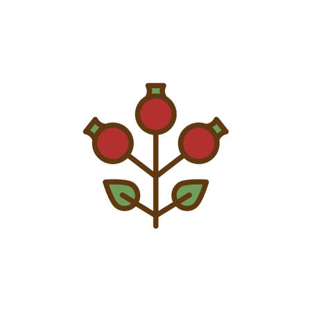 Dogrose berry plant filled outline icon, line vector sign, linear colorful pictogram isolated on white. Growing roses symbol, logo illustration. Pixel perfect vector graphicsのイラスト素材