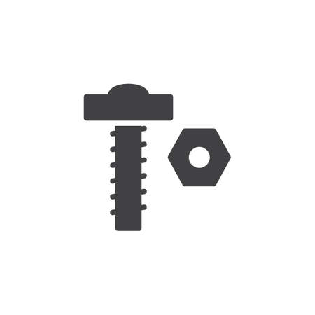 Nut and bolt vector icon. filled flat sign for mobile concept and web design. Screw simple solid icon. Symbol, logo illustration. Pixel perfect vector graphicsのイラスト素材