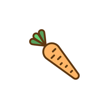 Carrot filled outline icon, line vector sign, linear colorful pictogram isolated on white. Vegetable symbol, logo illustration. Pixel perfect vector graphicsのイラスト素材