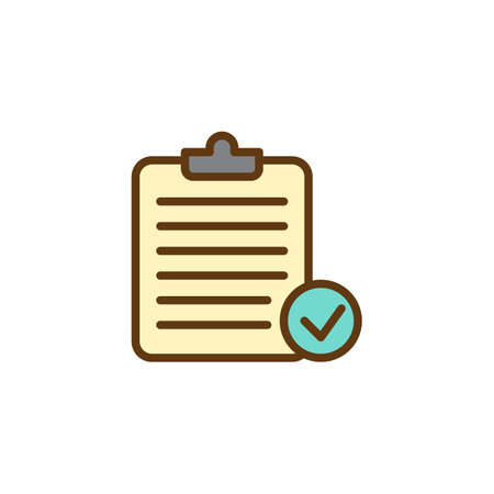 Clipboard Check Mark filled outline icon, line vector sign, linear colorful pictogram isolated on white. Checklist symbol, logo illustration. Pixel perfect vector graphicsのイラスト素材