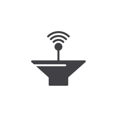 Satellite dish vector icon. filled flat sign for mobile concept and web design. Radar dish simple solid icon.のイラスト素材