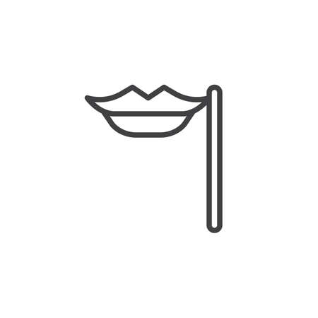 Lips on a stick outline icon. linear style sign for mobile concept and web design. Party mask simple line vector icon. Symbol, logo illustration. Pixel perfect vector graphicsの写真素材