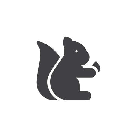 Pet Squirrel with nut vector icon. filled flat sign for mobile concept and web design. Animal simple solid icon. Symbol, logo illustration. Pixel perfect vector graphicsのイラスト素材