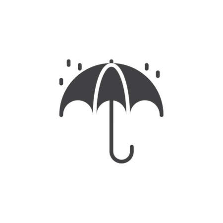Umbrella and rain drops vector icon. filled flat sign for mobile concept and web design. Autumn season simple solid icon. Symbol, logo illustration. Pixel perfect vector graphicsのイラスト素材