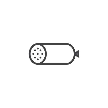 Salami Sausage outline icon. linear style sign for mobile concept and web design. Snack food simple line vector icon. Symbol, logo illustration. Pixel perfect vector graphicsのイラスト素材