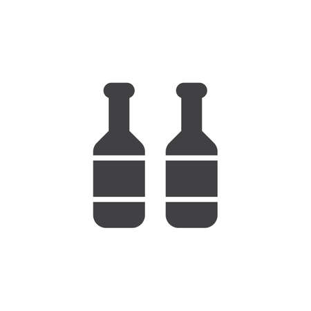 Beer bottle vector icon. filled flat sign for mobile concept and web design. simple solid icon. Two bottles symbol, logo illustration. Pixel perfect vector graphicsのイラスト素材