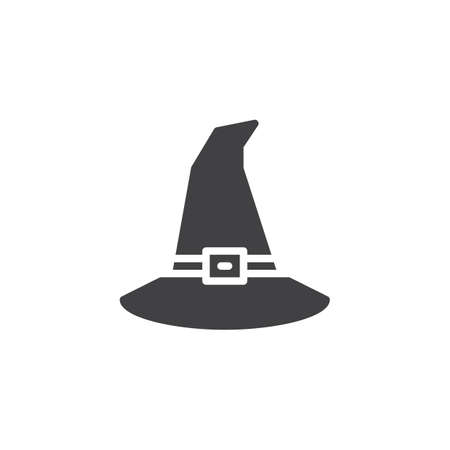 Witch hat vector icon. filled flat sign for mobile concept and web design. Halloween costume solid...
