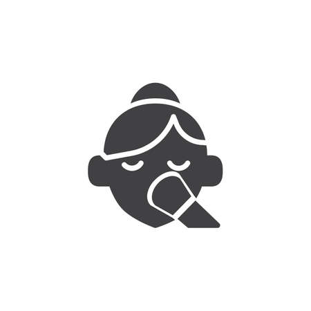 Woman doing make up vector icon. filled flat sign for mobile concept and web design. simple solid icon. Symbol, logo illustration. Pixel perfect vector graphicsのイラスト素材