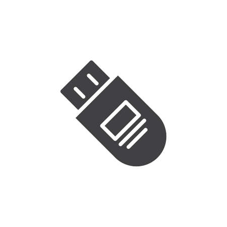 USB flash drive vector icon. filled flat sign for mobile concept and web design. Pendrive simple solid icon. Symbol, logo illustration. Pixel perfect vector graphicsのイラスト素材