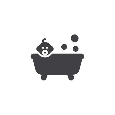 Bathing baby vector icon. filled flat sign for mobile concept and web design. Baby taking a bath simple solid icon.の写真素材