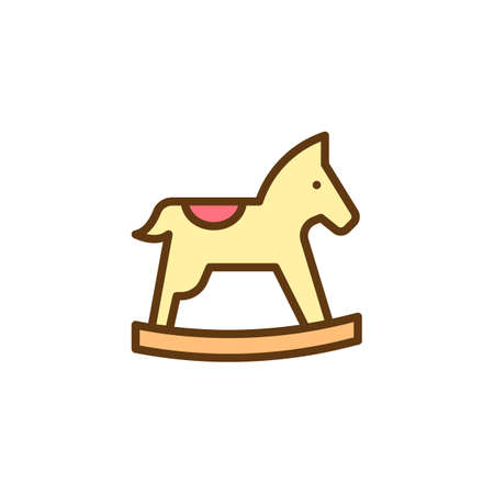 Rocking horse filled outline icon, line vector sign, linear colorful pictogram isolated on white. Horse toy symbol, logo illustration. Pixel perfect vector graphicsのイラスト素材
