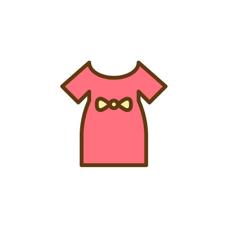 Baby dress filled outline icon, line vector sign, linear colorful pictogram isolated on white. baby girl clothes symbol, logo illustration. Pixel perfect vector graphicsのイラスト素材