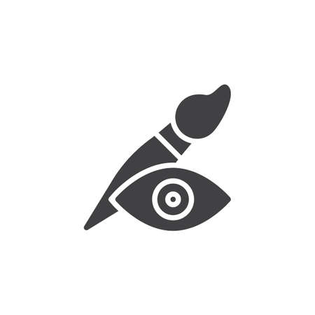 Paint brush and eye vector icon. filled flat sign for mobile concept and web design. Visibility simple solid icon. Symbol, logo illustration. Pixel perfect vector graphicsのイラスト素材