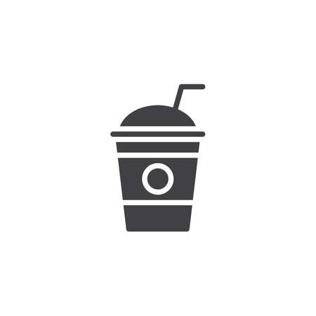 Milkshake with straw vector icon. filled flat sign for mobile concept and web design. Take away coffee cup simple solid icon. Symbol, logo illustration. Pixel perfect vector graphicsのイラスト素材