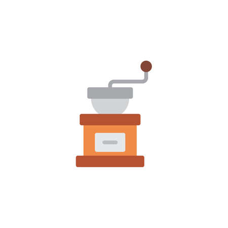 Coffee grinder flat icon, vector sign, colorful pictogram isolated on white. coffee grind maker symbol, logo illustration. Flat style designのイラスト素材