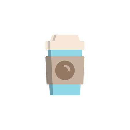 Take away coffee cup flat icon, vector sign, colorful pictogram isolated on white. Paper cup symbol, logo illustration. Flat style designのイラスト素材