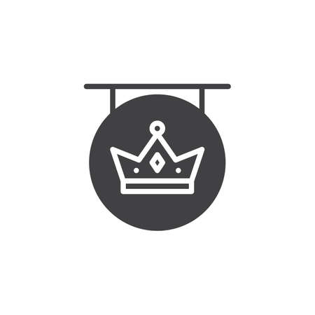 Antique Shop sign vector icon. filled flat sign for mobile concept and web design. Crown signboard simple solid icon. Symbol, logo illustration. Pixel perfect vector graphicsのイラスト素材