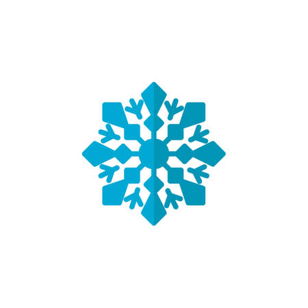 Blue Snowflake flat icon, vector sign, colorful pictogram isolated on white. Snow Winter symbol, logo illustration. Flat style designの写真素材
