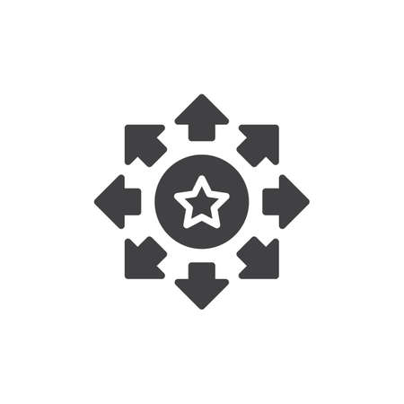 Rating star with arrows around vector icon. filled flat sign for mobile concept and web design. simple solid icon. Symbol, logo illustration. Pixel perfect vector graphicsの写真素材