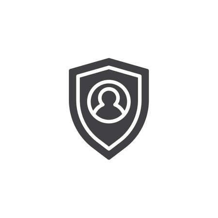 Protection Shield vector icon. filled flat sign for mobile concept and web design. Man shield simple solid icon. Symbol, logo illustration. Pixel perfect vector graphicsの写真素材