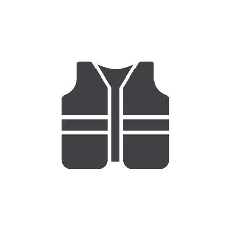 Safety jacket vector icon. filled flat sign for mobile concept and web design. Protective Vest simple solid icon. Symbol, logo illustration. Pixel perfect vector graphicsのイラスト素材